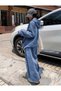 Washed Wash Pattern 3 Thread Tracksuit Set Blue - 2