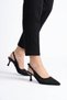 Setor Diamond Stone Back Open Mesh Women's Evening Dress Heeled Shoes Black Satin - 7