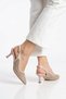Sector diamond stone back open mesh women's evening dress heeled shoes skin satin - 3