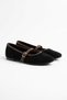 Olem Scarf, Blunt Toe, Ribbed Women's Ballerina Flats, Black Suede - 2