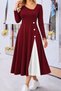 Women's long sleeve asymmetrical neck buttoned weight midi viscose dress - 2