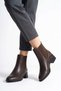 Luves Double Elastic Heel Metal Genuine Leather Women's Heeled Boots Brown Skin - 3