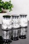 3-Piece Premium Cotton Jar Set with Black Mica Lid Glass Cotton Set Jar Makeup Cotton Swab Labelled Jar Set - 3