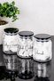 3-Piece Premium Cotton Jar Set with Black Mica Lid Glass Cotton Set Jar Makeup Cotton Swab Labelled Jar Set - 4