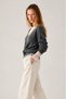 Anthracite Lace Detailed Gathered Sweater - 261156 - 2