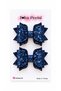 Navy Blue Luna Lady Glitter Glittery Shimmering 2-Piece Bow Buckle