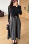 Plaid Belted Double Fabric Tricot Dress Black - 3