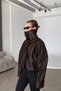 Nicole Soft Textured Stand Collar Oversized Epaulet Detailed Bomber Women's Leather Jacket