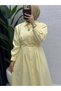 Women's Modest Yellow First-Class Double Crepe Fabric Dress - 2