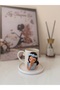 Handmade Porcelain Coffee Cup and Saucer Set with Flower Crown Girl Figure