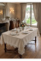 French Lace Embroidered Tablecloth - Premium Shiny Plain Velvet Luxury Guipure Dining Tablecloth