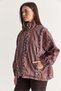 Women's Bitter Brown Shawl Patterned Stand Collar Lined Pocket Detailed Zippered Satin Textured Jacket 5017 60286746 - 3