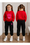 Sweatshirt Tracksuit Set for Girls, Crew Neck Printed 3 Yarn Threaded Winter Cotton Comfortable Fit Set