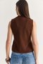 Women's Bitter Brown Napoleon Model Piping Detailed Metal Buttoned Stand Collar Knitwear Vest 9115 60286737 - 6
