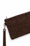 Suede Star Embroidered Portfolio Handbag with Wrist Strap Lined Suede Clutch Bag - 7