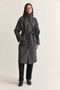Women's Anthracite Stand Collar Belted Buttoned Lined Pocket Detailed Long Cashmere Coat 5571 60286752 - 3