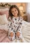 Girl's Pajama Set, Knitted, Reportered, Teddy Bear Patterned, Soft, Comfortable, Long Sleeve Set - 3