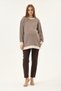 Maternity Striped Sweater, Detailed with Openable Buttons on the Sides (Beige)