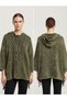 Women's Hooded Casual 100% Cotton Knit Sweater with Vintage Detail