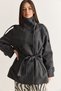 Women's Anthracite Stand Collar Belted Double Breasted Buttoned Lined Pocket Detailed Cashmere Coat 5295 60286751