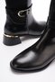 Women's Buckle Detailed Zippered Boots 7030 Black - 3
