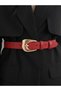 Women's Red Gold Buckle Belt for Pants and Jackets