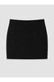 Özmarka New Season Black Plus Size Zippered Mini Skirt - 3