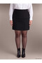 Özmarka New Season Black Plus Size Zippered Mini Skirt - 2