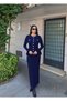 Women's Stone Buttoned Peplum Detailed Burgundy Skirt Suit - 3