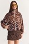 Women's Brown Suede Bambi Patterned Stand Collar Lined Pocket Detailed Rubber Bomber Jacket 5543 60286753 - 3