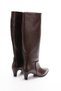 Women's Leather Below the Knee Heeled Boots 7033 Brown Leather - 4