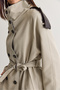 Women's Beige Plaid Patterned Leather Garnished High Collar Belted Lined Trench Coat 2365 60286757 - 6