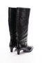 Women's Leather Below the Knee Heeled Boots 7033 Black Skin - 4