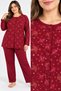 Women's Plus Size Front Buttoned Long Sleeve Mom Pajama Set 100% Cotton - 2