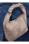 Women's Suede Hobo Shoulder Bag with Drawstring Detail Casual Bag - 5