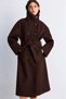 Women's Long Cashmere Coat – Belted, High Collar, and Buttoned