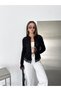 Women's Lace Detailed Openwork Knitwear Cardigan Crew Neck Buttoned Long Sleeve Stylish Knit Cardigan - 3