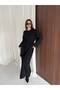 Women's Crew Neck Knitwear Dress with Tie at the Waist, Long Sleeves, Midi Length, Stylish Dress with Knit Detail, 140 cm - 2