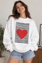 Line Patterned Heart Printed Unisex Oversize Sweatshirt – Crew Neck Casual Sweatshirt