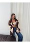 Women's Diamond Pattern Oversized Knitwear Cardigan Buttoned V-Neck Long Sleeve Loose Knit Cardigan - 3