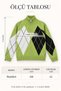 Women's Green Ecru Dark Green Diamond Patterned Zippered High Collar Soft Textured Knitwear Cardigan - 2