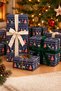 Italian Premium Gift Wrapping Paper - New Year Navy Blue Night Fun 70 X 200 cm – 1 Roll Gift Paper - 6