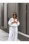 Women's Parachute Fabric Oversize Zippered Crop Jacket and Wide-Leg Pants Two-Piece Set - 2