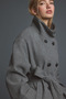 Women's Long Cashmere Coat – Belted, High Collar, and Buttoned - 2