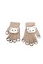 3-8 Years Old Girls' Winter Warm Knitted Gloves – Flexible Lycra Stoned Cat Design Daily School Park Gloves - 3