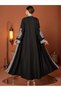 Black Contrast-Trim Open Abaya - 3