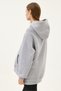 Maternity Gray Oversize Kangru Pocket Hooded 3-Thread Raster Hoodie, Hidden Zipper Detail (Breastfeeding) - 2