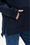 Maternity Navy Blue Oversize Kangru Pocket Hooded 3-Yarn Raster Hoodie with Hidden Zipper Detail (Breastfeeding) - 9