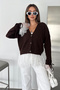 Women's Lace Detailed V-Neck Buttoned Knitwear Cardigan - 7