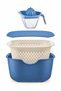 5 Piece Kitchen Prep Set 4 L Bowl 3.5 L Strainer Cutting Board Lemon Squeezer Blue - 3